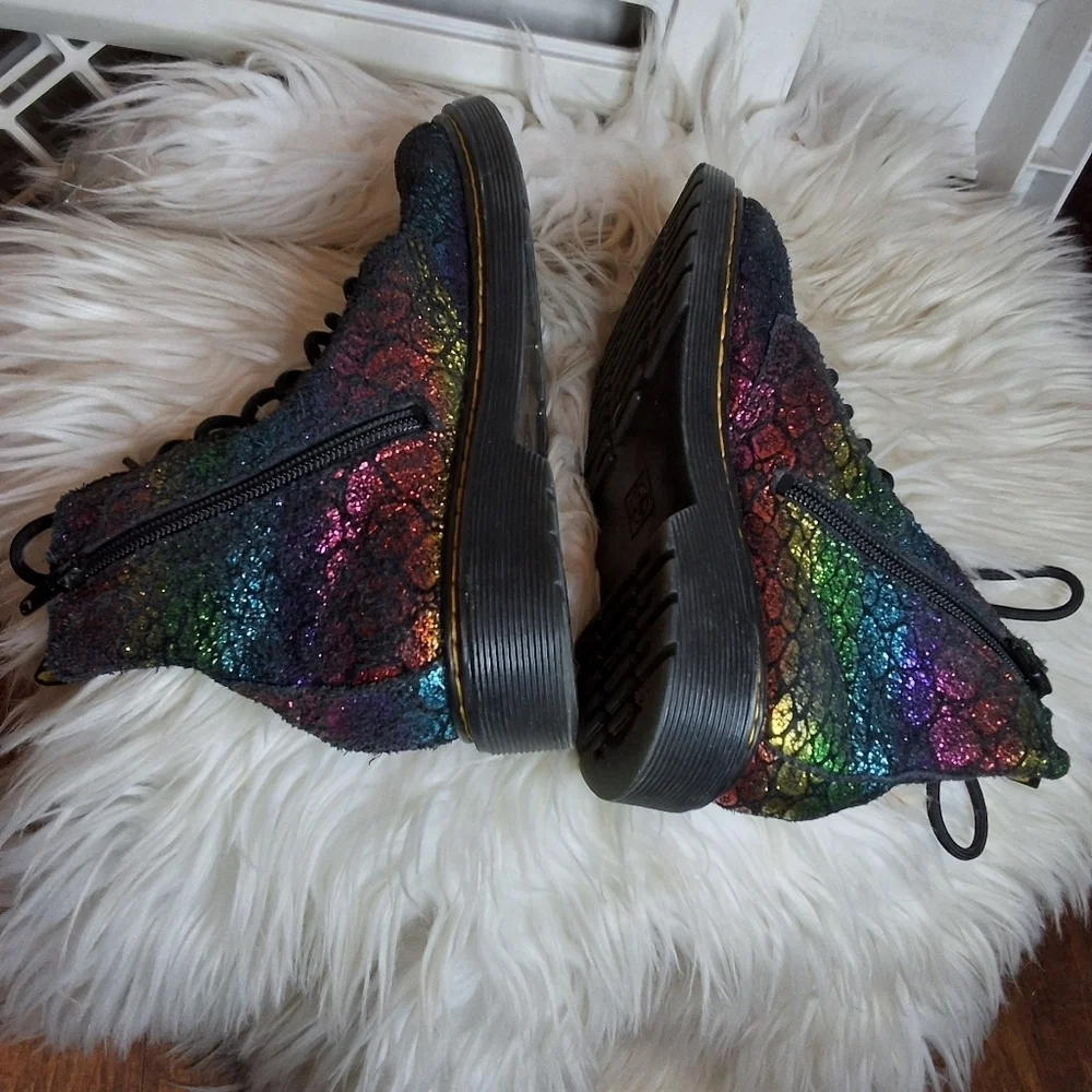Dr. Martens iridescent croc pascal 1460 lace/ zip combat boots 3